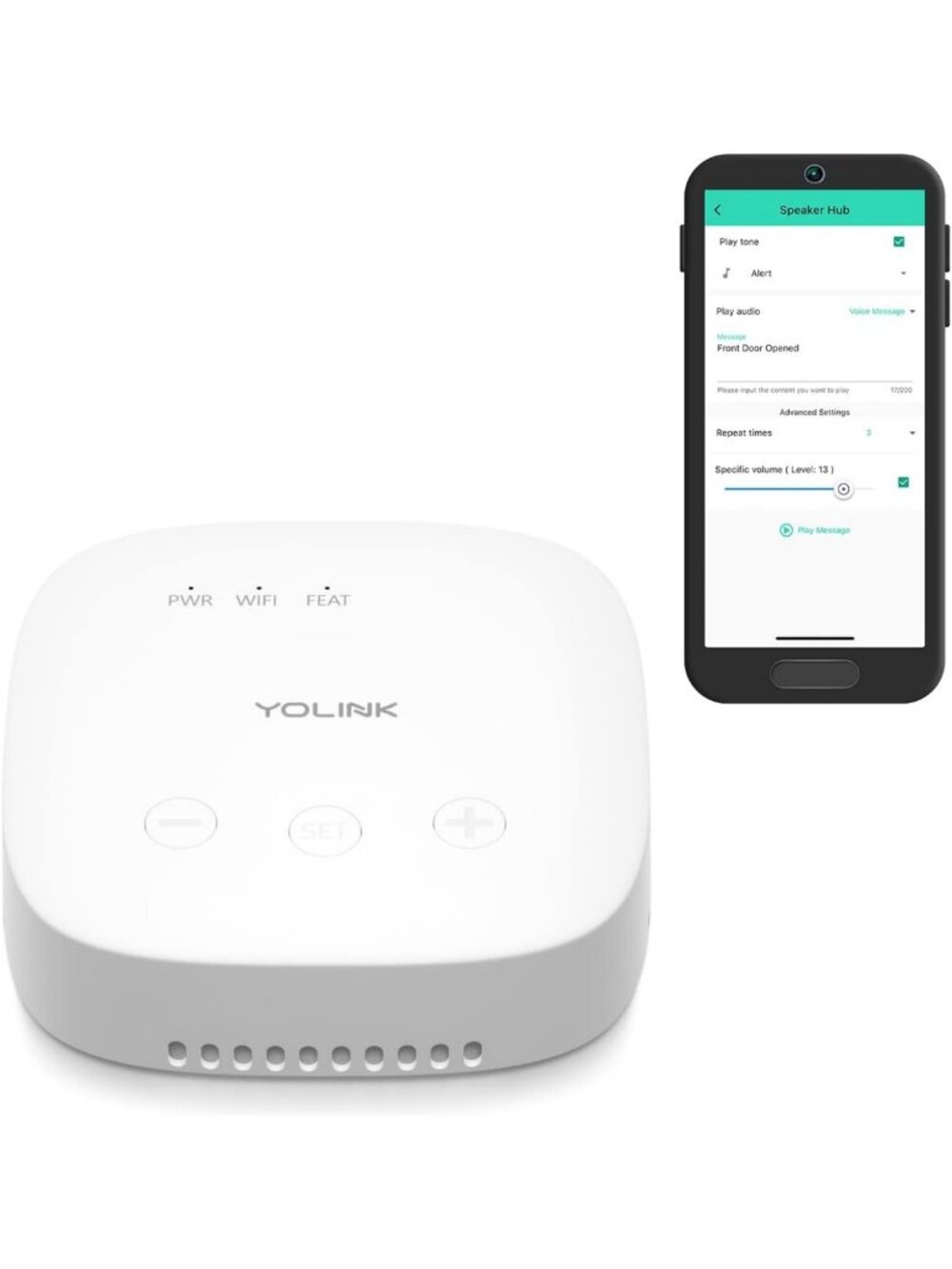 Smart Home Speaker Hub - Plays Tones, Alarms & Custom Messages, Voice Alerts